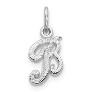 14k White Gold, Sadie Collection, Mini Satin Script Initial B Charm
